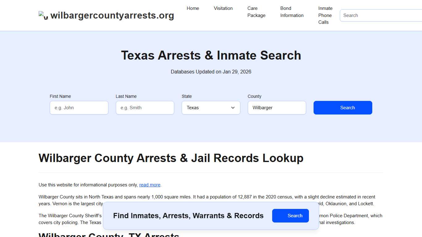Wilbarger County, TX Arrests, Warrants, Police Records Search
